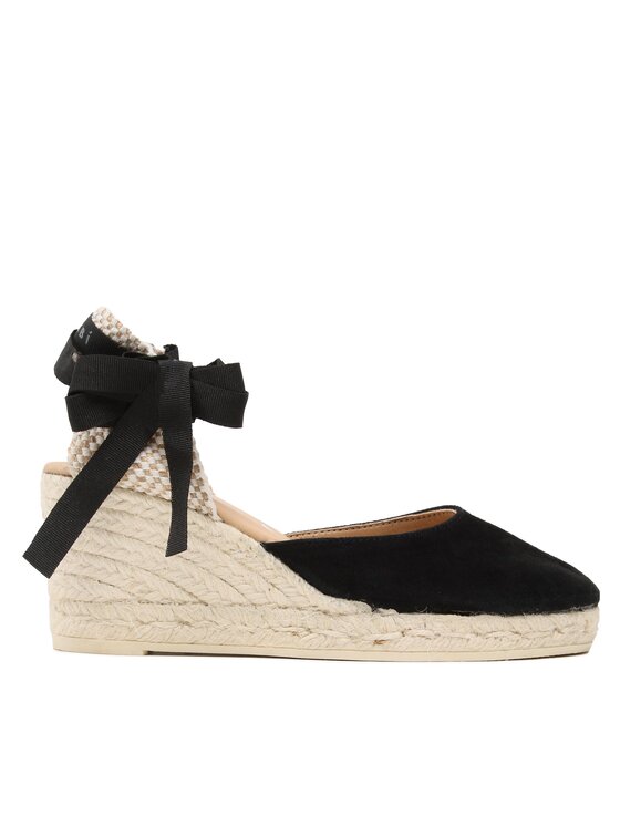 Manebi Espadrile Manebi Soft Suede Low Wedge Espadrilles K 1.0 WL Črna