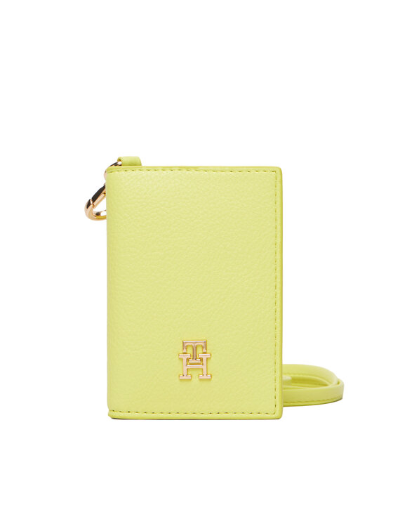 Tommy Hilfiger Kreditinių kortelių dėklas Tommy Hilfiger Th Icon Cc Holder W/Strap AW0AW18480 Žalia