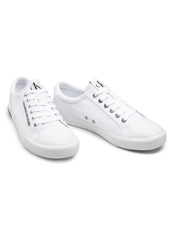 Calvin Klein Jeans Trampki Calvin Klein Jeans Vulcanized Sneaker Laceup Co YM0YM00014 Biały