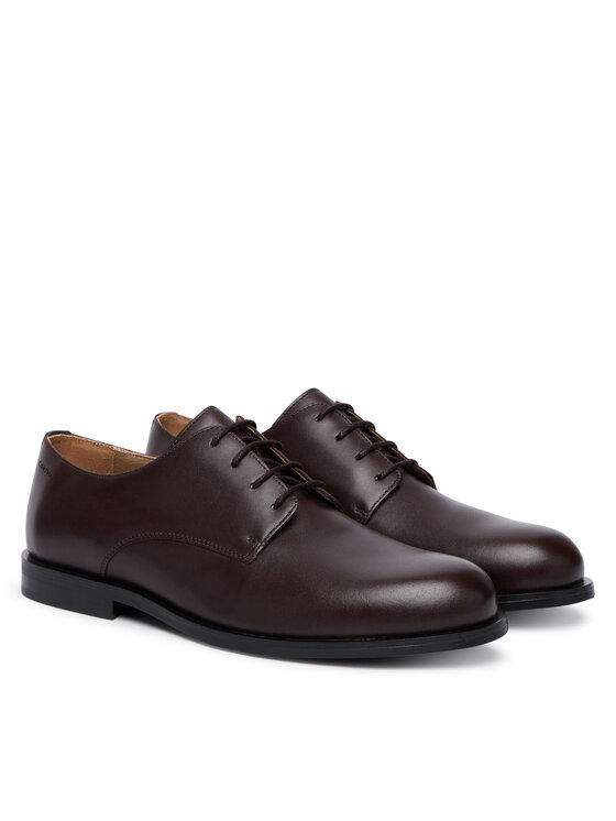 Calvin Klein Półbuty Calvin Klein Ess Rubber Derby Lth HM0HM02056 Brązowy ciemny