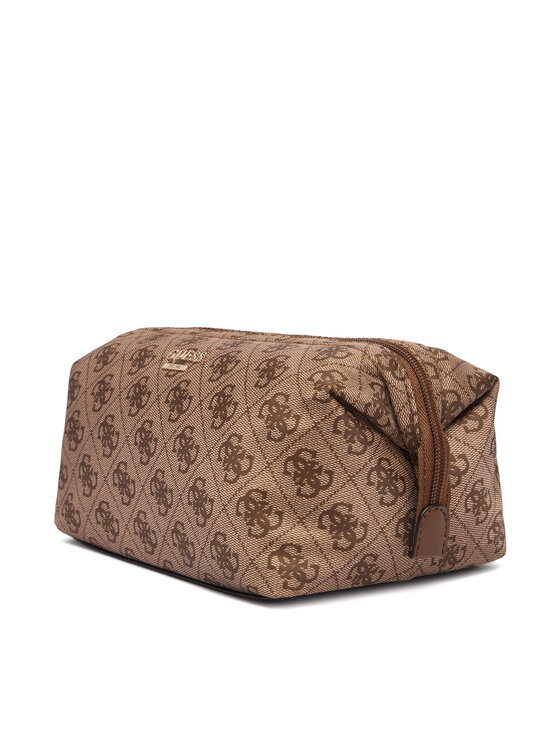 Guess Τσαντάκι καλλυντικών Guess Adrian Logo Travel TWNB21 68851 Ανοιχτό καφέ