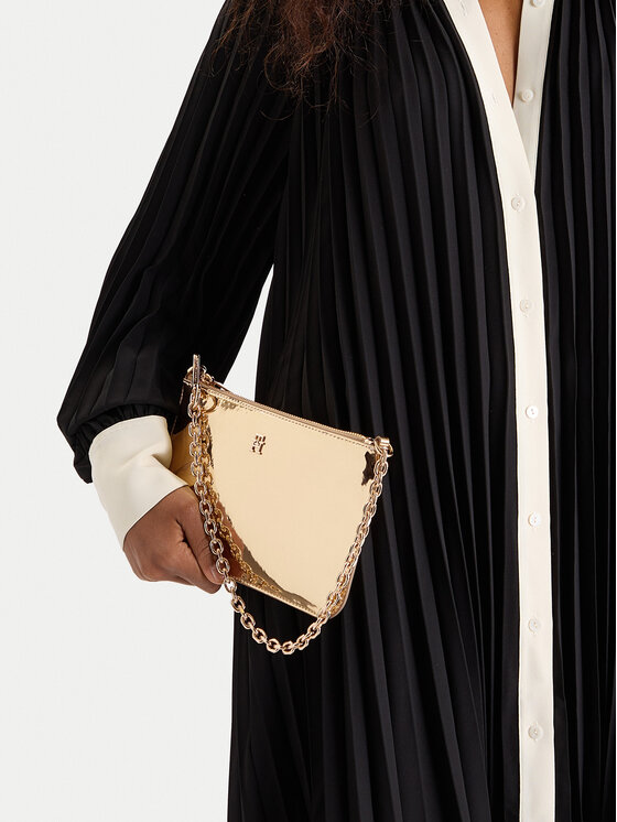 Tommy Hilfiger Soma Tommy Hilfiger Th Icon Chain Shoulder Pouch Met AW0AW18219 Zelta