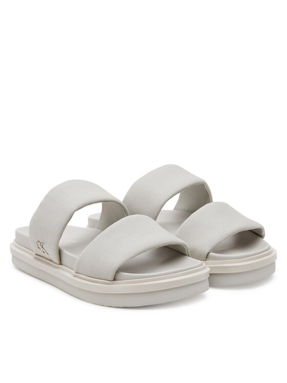 Calvin Klein Jeans Natikače Calvin Klein Jeans Flat Molded Dbl Bar Sandal Cv YM0YM01222 Siva