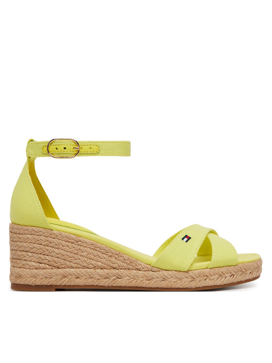 Tommy Hilfiger Espadryle Tommy Hilfiger Hemp Crossover Strap Wedge Espadrilles FW0FW09332 Zielony