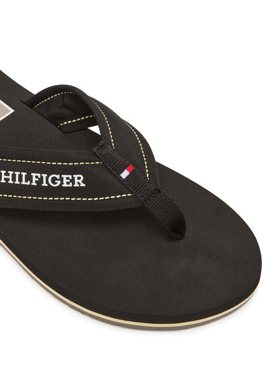 Tommy Hilfiger Šlepetės per pirštą Tommy Hilfiger Hilfiger H Padded Beach Sandal FM0FM05536 Juoda