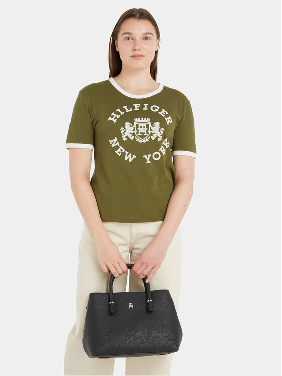 Tommy Hilfiger Geantă Tommy Hilfiger Th Emblem Satchel AW0AW15224 Negru