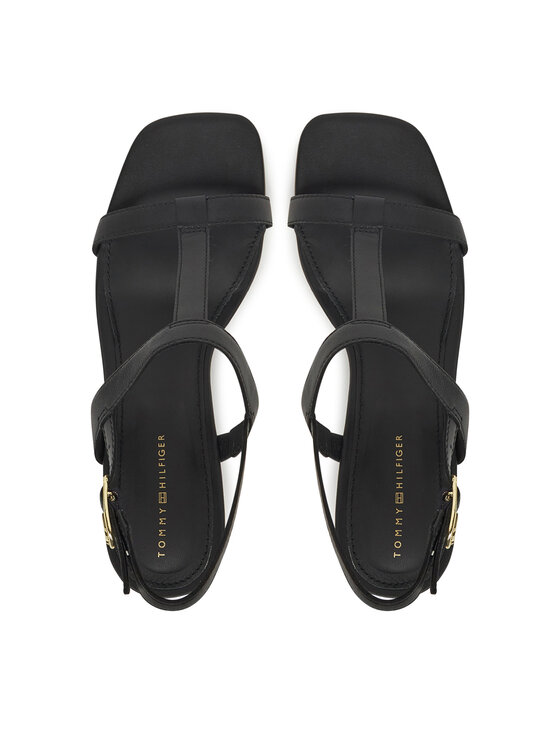 Tommy Hilfiger Sandály Tommy Hilfiger Leather Block Heel Sandal FW0FW08532 Černá