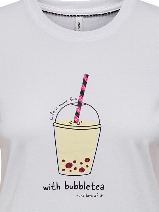 ONLY ONLY Футболка Fun Life 15349901 Білий Regular Fit