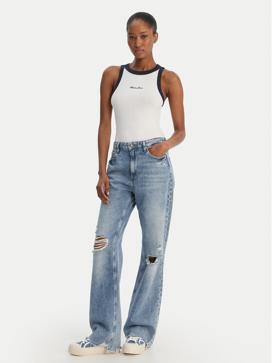Guess Jeans Guess Jeans Топ W6GPZ8 KF641 Білий Slim Fit