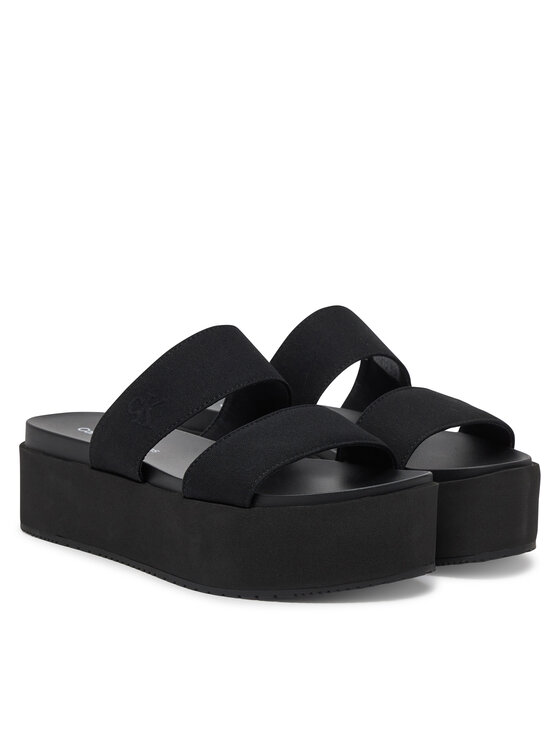 Calvin Klein Jeans Чехли Calvin Klein Jeans Flatform Sandal Webbing In YW0YW01789 Черен