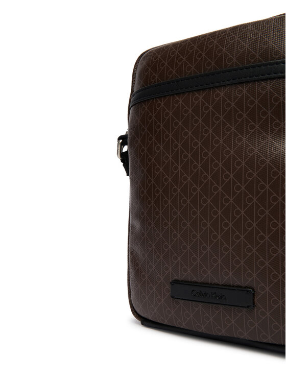 Calvin Klein Torbica za okrog pasu Calvin Klein Emblem Aop Coated Slim Reporter LV04D3334G Rjava