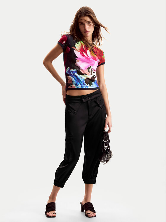 Desigual Desigual Футболка Multiflowers Lacroix 26SWTK49 Чорний Regular Fit
