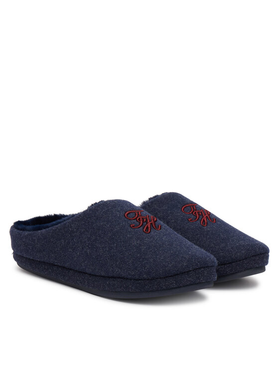 Tommy Hilfiger Kapcie Tommy Hilfiger Th House Shoe Flannel FW0FW09699 Granatowy