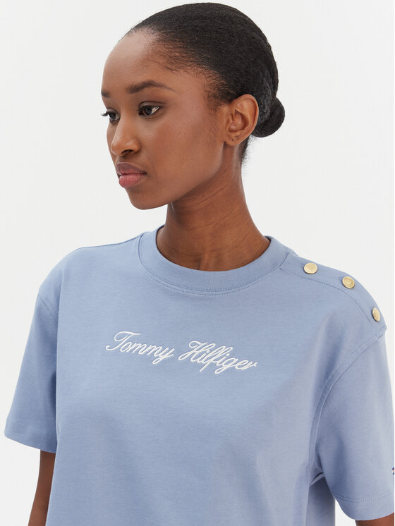 Tommy Hilfiger Tommy Hilfiger Camiseta Script WW0WW47819 Azul Regular Fit