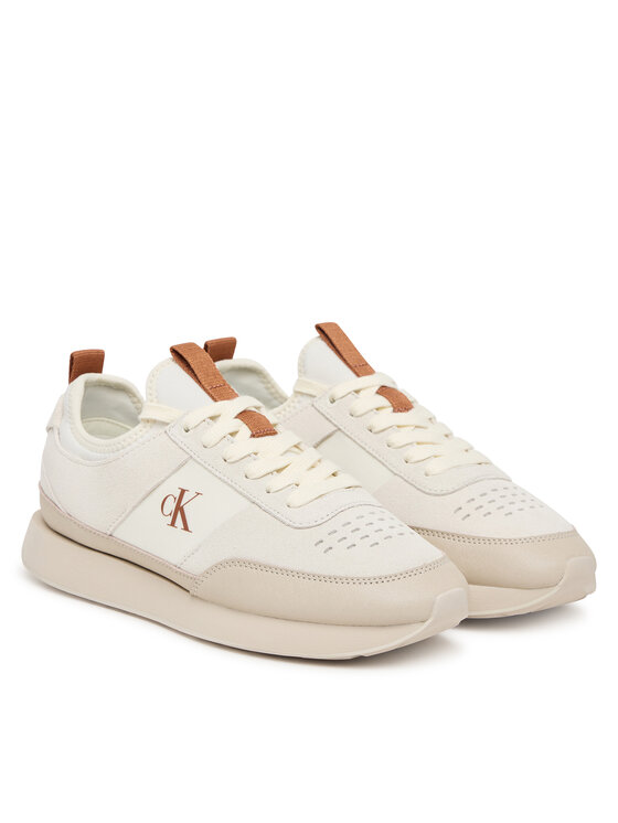 Calvin Klein Сникърси Calvin Klein Retro Runner Sock Laceup Neo Mix HW0HW03250 Кремав