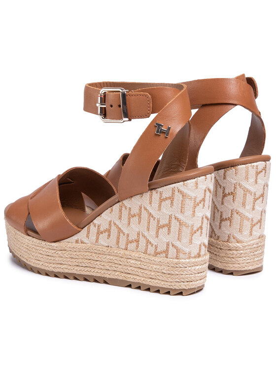 Tommy Hilfiger Espadrilės Tommy Hilfiger Th Raffia High Wedge Sandal FW0FW04842 Ruda