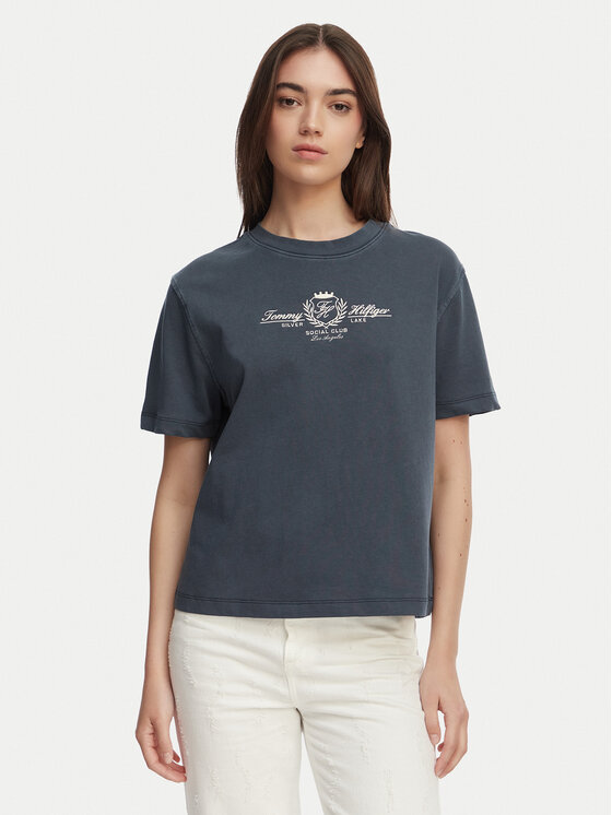 Tommy Hilfiger Tommy Hilfiger Camiseta Crest WW0WW48713 Azul marino Relaxed Fit