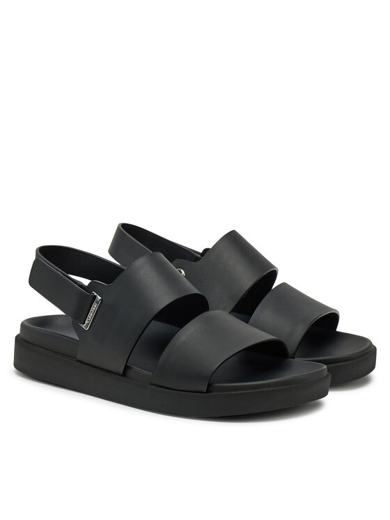 Calvin Klein Сандали Calvin Klein Flat Adj Sandal Eyelet HW0HW02488 Черен