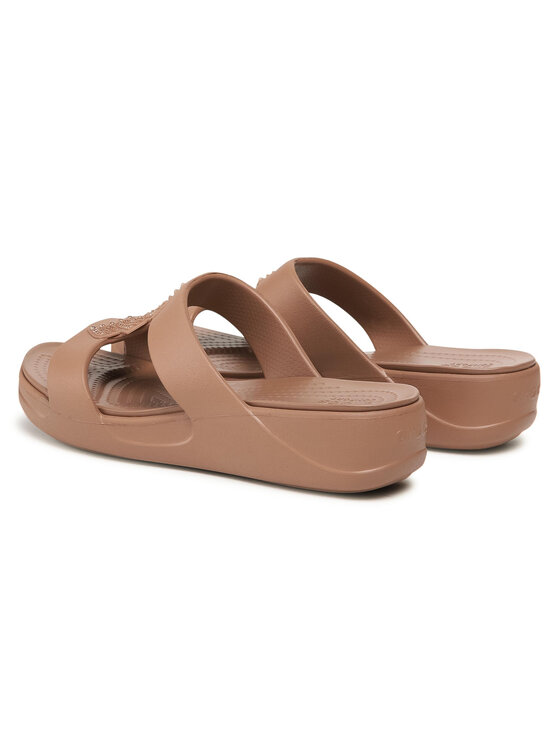 Crocs Παντόφλες Crocs Monterey Shimmer Slip-On Wedge 207143 Καφέ