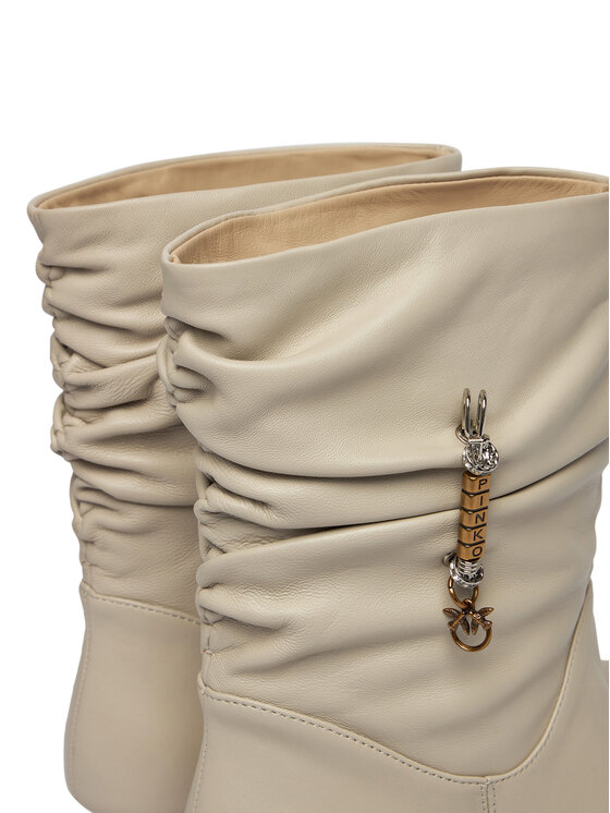 PINKO Botki PINKO Gloria 28 SD0629P003 Kremowy