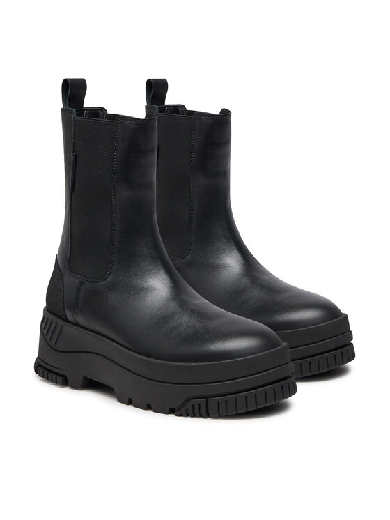 Tommy Jeans Kotníková obuv s elastickým prvkem Tommy Jeans Tjw Chelsea Flatform Boot EN0EN02597 Černá