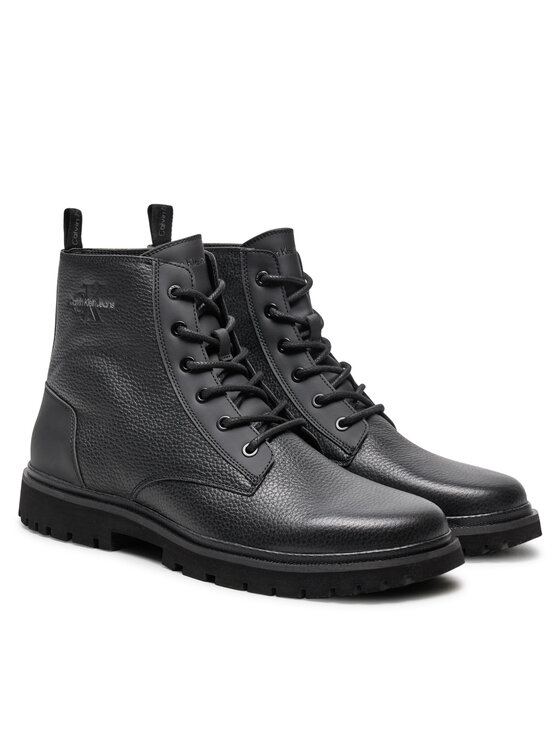 Calvin Klein Kozaki Calvin Klein Eva Mid Laceup Boot Lth YM0YM00751 Czarny