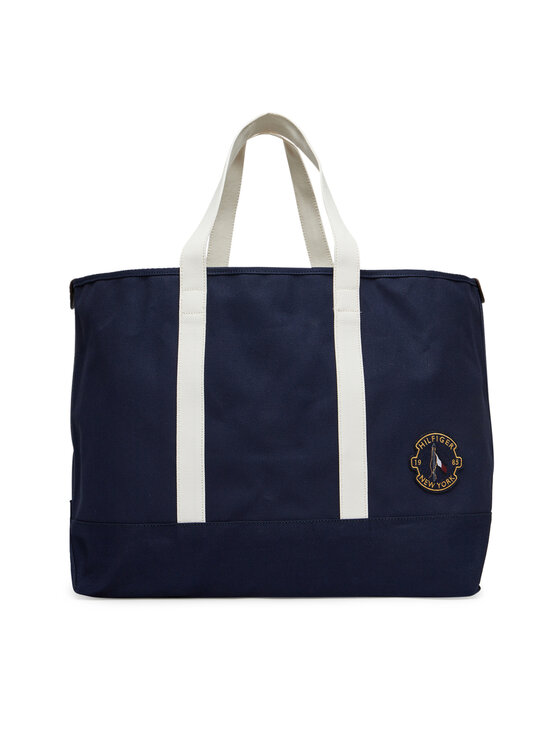 Tommy Hilfiger Kabelka Tommy Hilfiger Th Summer Tote AM0AM13557 Tmavomodrá