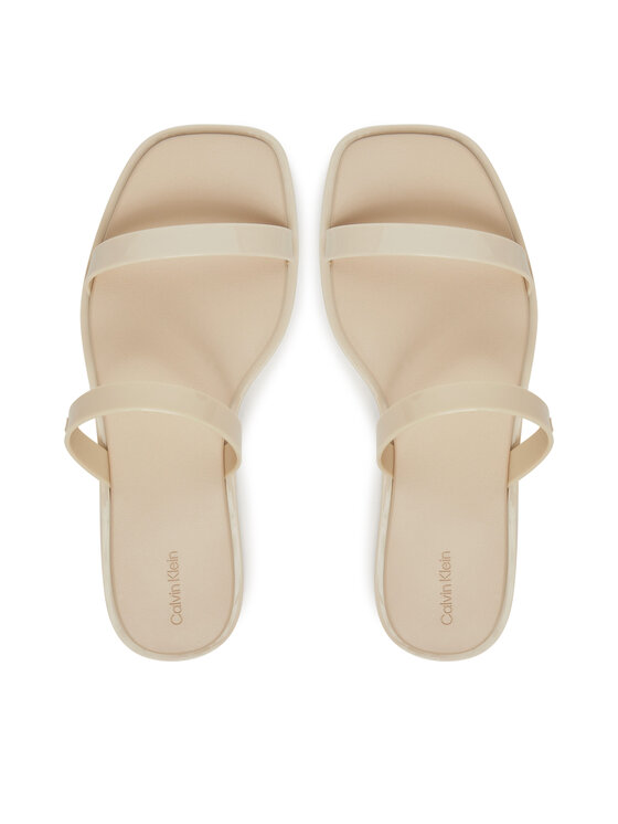 Calvin Klein Šlepetės Calvin Klein Double Bar Slide - Jelly HW0HW02417 Écru