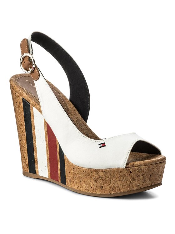 Tommy Hilfiger Σανδάλια Tommy Hilfiger Wedge With Printed Stripes FW0FW02794 Λευκό