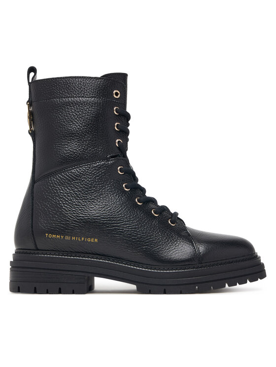 Tommy Hilfiger Kotníková obuv Tommy Hilfiger Th Emboss Grain Leather Boot FW0FW09553 Černá