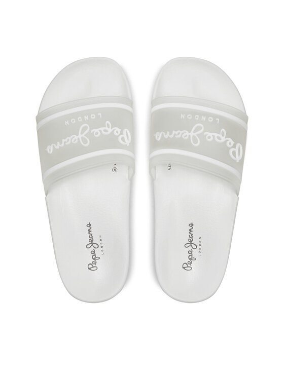 Pepe Jeans Natikači Pepe Jeans Slider Translucent W PLS70147 Bela