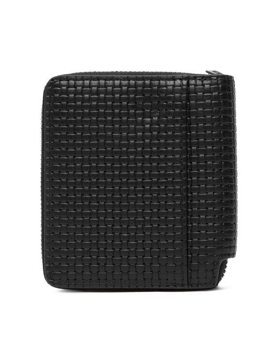 Calvin Klein Портфейл Calvin Klein Embossed Woven Zip Billfold LV04D1112G Черен