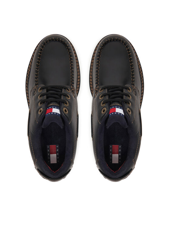 Tommy Jeans Scarpe basse Tommy Jeans Archive '01 Boat Shoe Leather EM0EM01651 Nero