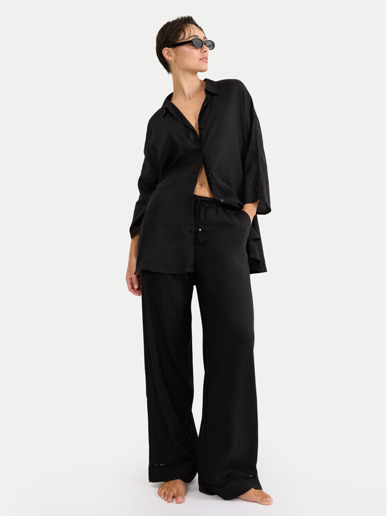 Triumph Triumph Πουκάμισο πιτζάμας Summer Wear 10227228 Μαύρο Regular Fit