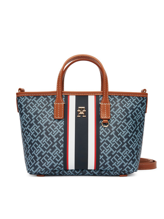 Tommy Hilfiger Táska Tommy Hilfiger Th Monoplay Mini Tote Stripe Le AW0AW18389 Kék