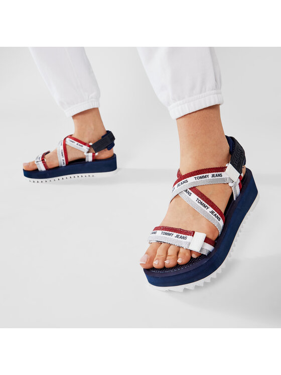 Tommy Jeans Basutės Tommy Jeans Lurex Webbing Strappy Sandal EN0EN01325 Spalvota