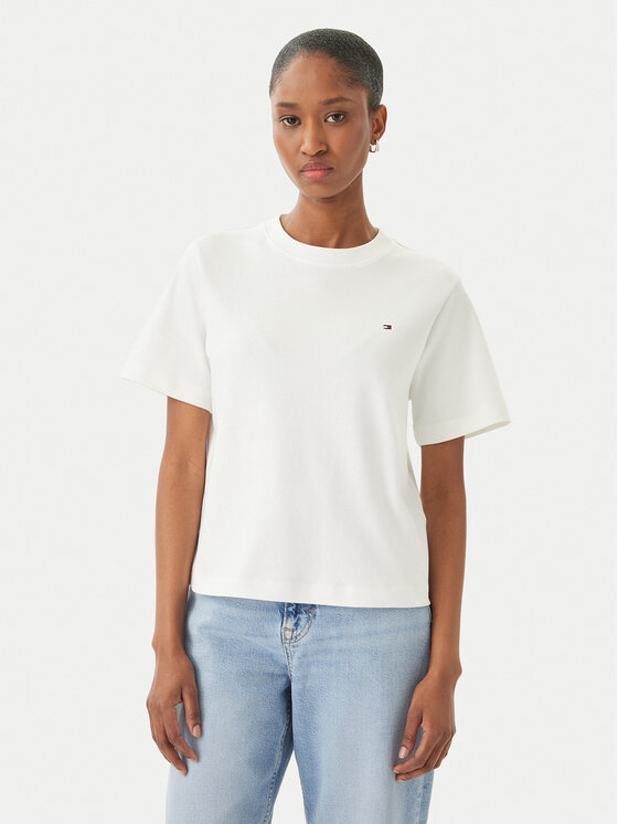 Tommy Hilfiger Tommy Hilfiger Camiseta WW0WW49646 Blanco Boxy Fit