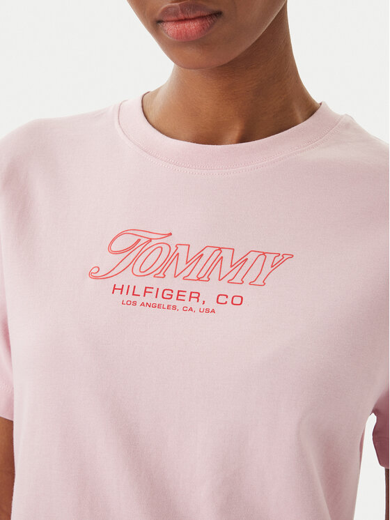 Tommy Hilfiger Tommy Hilfiger Camiseta Logo Interlock WW0WW48707 Rosa claro Regular Fit