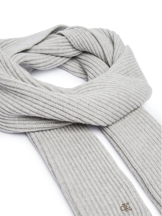 Calvin Klein Зимен шал Calvin Klein Ck Metal Wool Rib Scarf LV04D8056G Сив