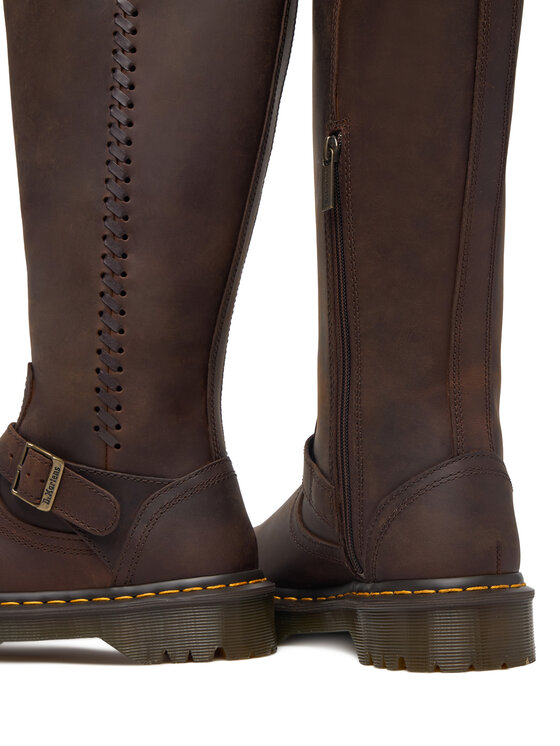 Dr. Martens Kozaki Dr. Martens ANISTONE KNEE HIGH CRAZY HORSE DM41871200 Brązowy