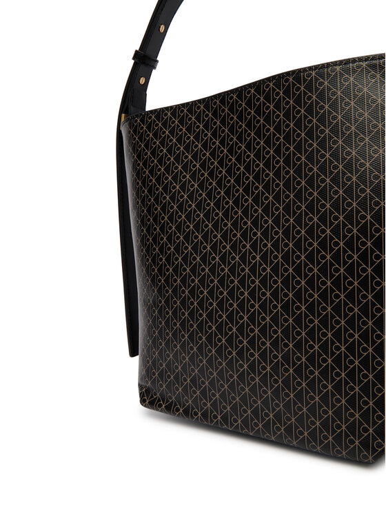 Calvin Klein Ročna torba Calvin Klein Emblem Aop Medium Bucket LV04F3365G Črna
