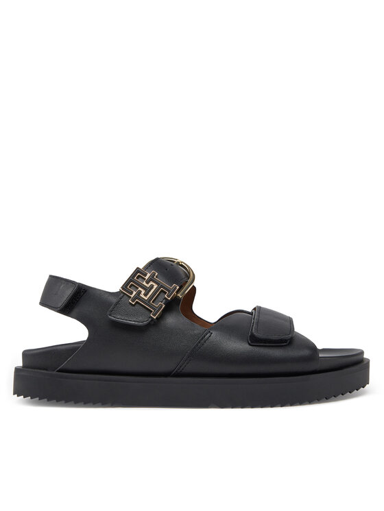 Tommy Hilfiger Basutės Tommy Hilfiger Leather Sporty Sandal FW0FW08799 Juoda