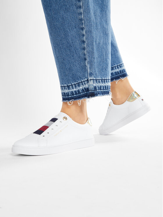 Tommy Hilfiger Sneakersy Tommy Hilfiger Th Elastic Slip On Sneaker FW0FW05546 Biały