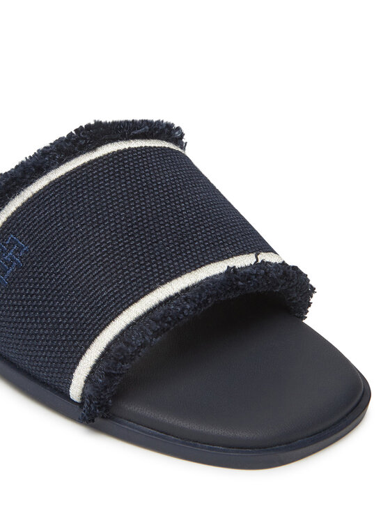 Tommy Hilfiger Ciabatte Tommy Hilfiger Fringe Canvas Flat Sandal FW0FW08908 Blu scuro