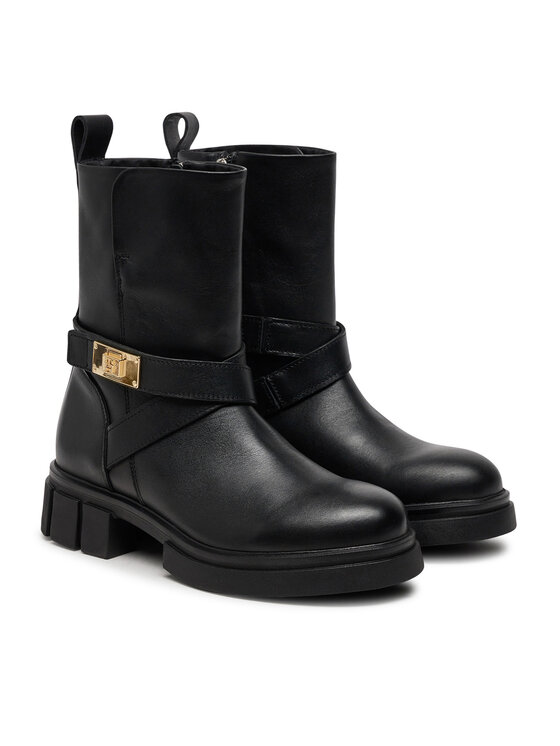 Tommy Hilfiger Botki Tommy Hilfiger Biker Leather FW0FW08313 Czarny