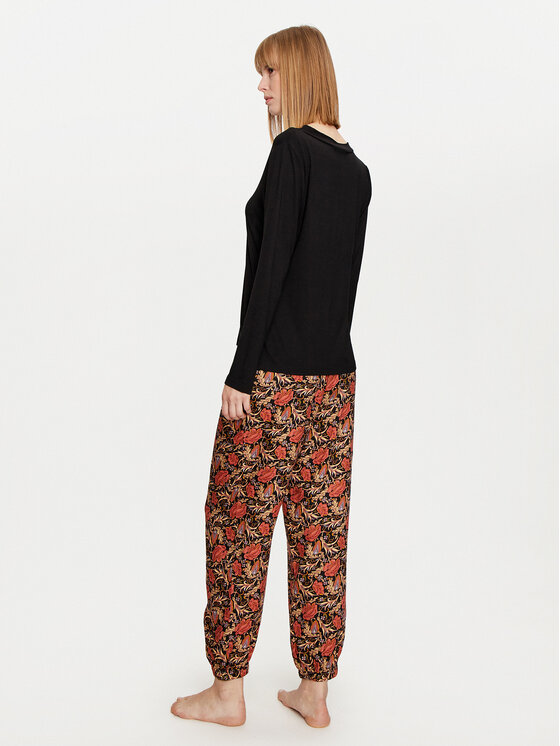 Selmark Selmark Pizsama Flores P6973 Fekete Regular Fit