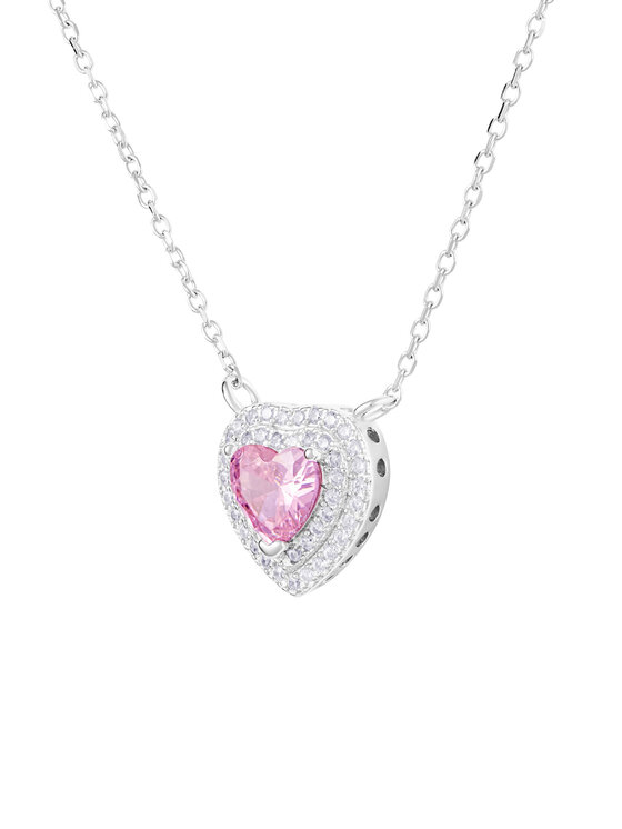 ICED STUFF Κολιέ ICED STUFF Love Heart Pink Λευκόχρυσο