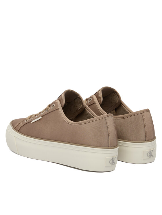 Calvin Klein Superge Calvin Klein Vulc Flatform Lace Up Moire YW0YW02012 Rjava