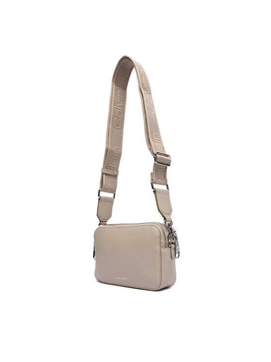 Calvin Klein Rankinė Calvin Klein Webbing Double Strap Camera Bag LV04F3165G Smėlio