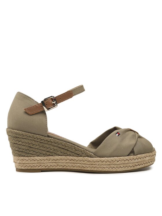 Tommy Hilfiger Espadrilles Tommy Hilfiger Basic Open Toe Mid Wedge FW0FW04785 Zaļš
